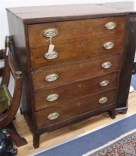 A George II oak secretaire chest W.89cm